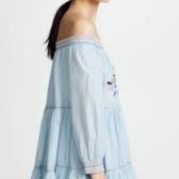 Free People Blue Embroidered Mini Dress, S - Picture 3 of 8